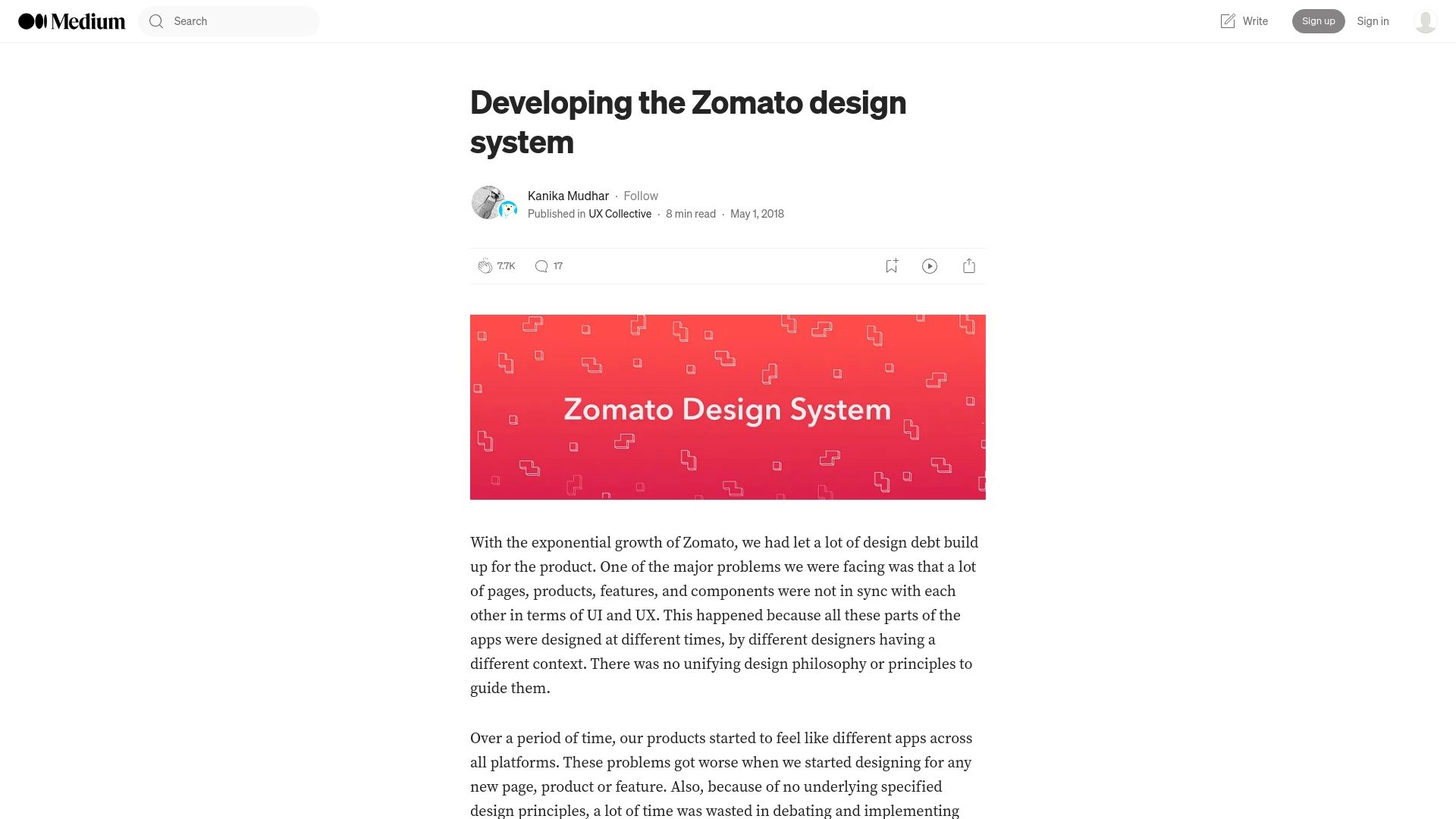 Developing the Zomato design system