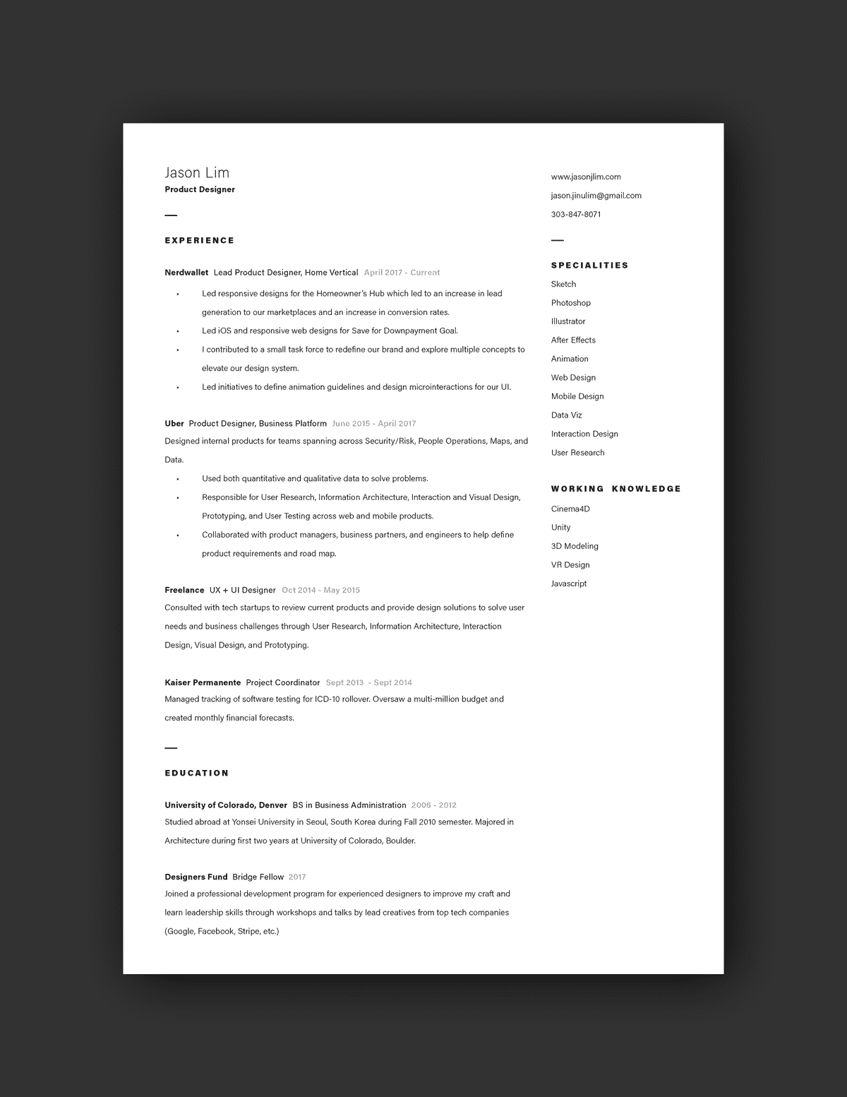 Jason Lim resume example