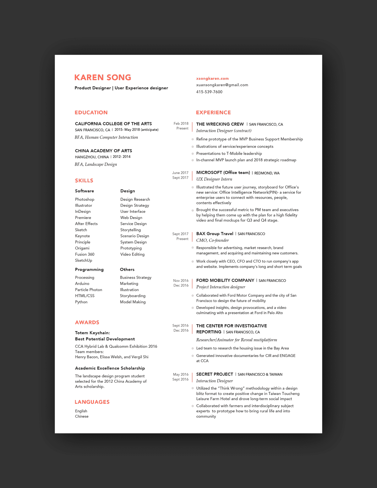 Karen Song resume example