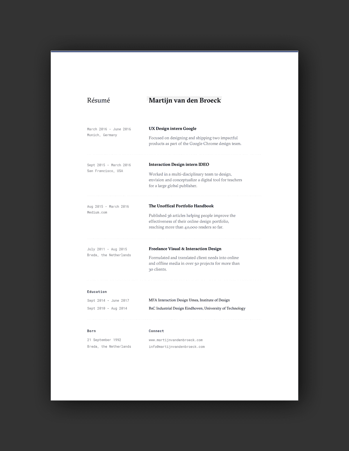 Martijn van den Broeck resume example