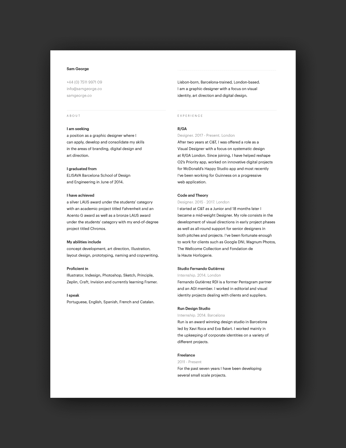 Sam George resume example
