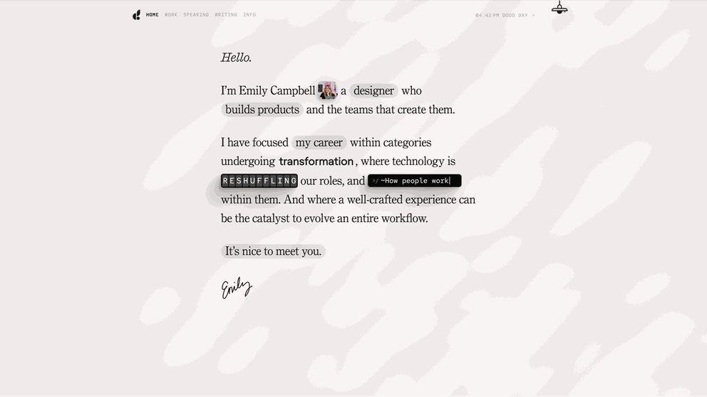 Emily Campbell's essay The layers of AI experience on emilycampbell.co, a text-led writing site