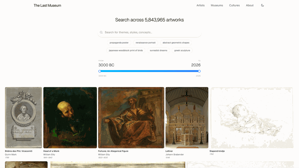 The Last Museum, a search engine querying artwork across museum collections worldwide