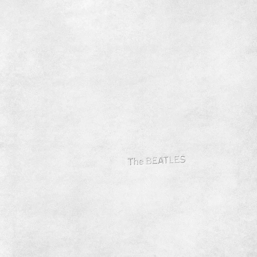 The Beatles 1968 sleeve, white with the band name embossed without ink